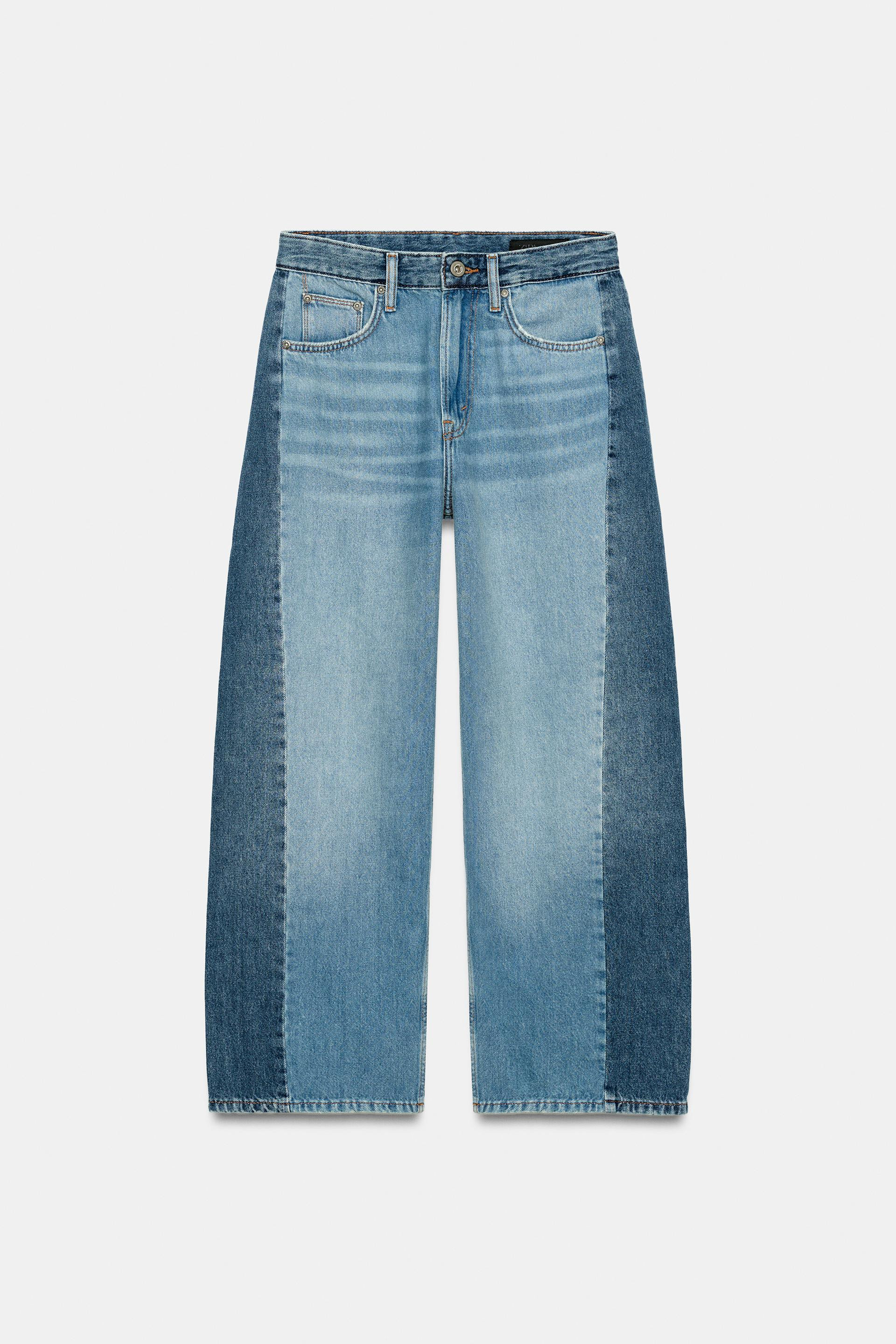 ZW COLLECTION ANKLE RELAXED FIT MID-WAIST PATCHWORK JEANS | Zara US