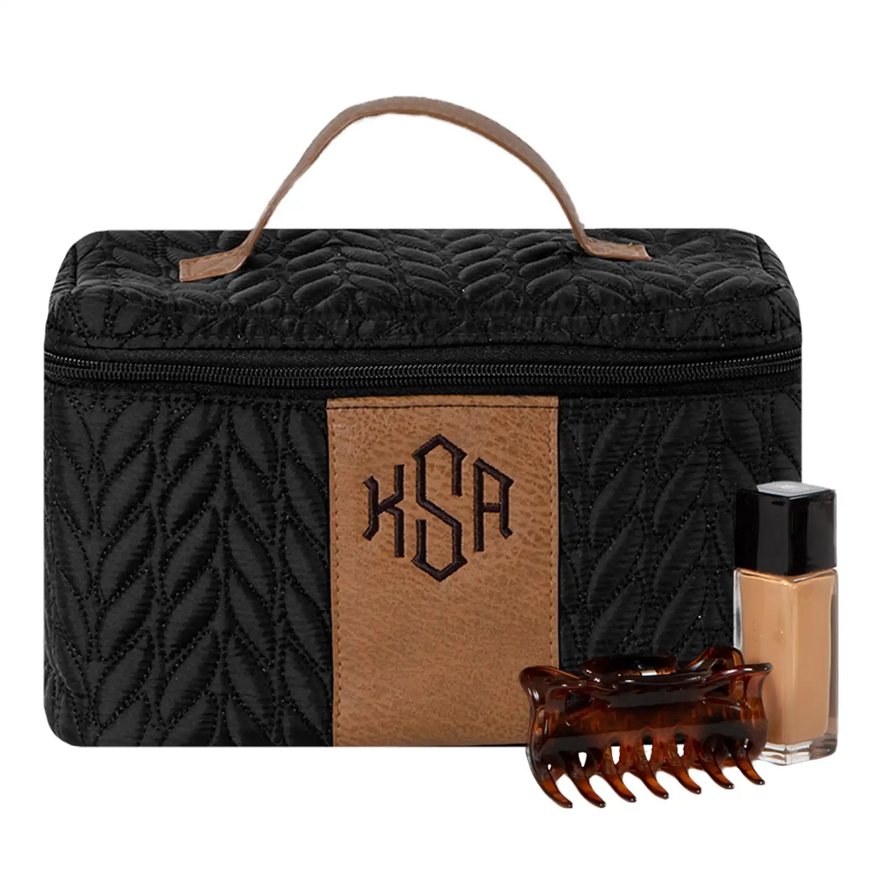Monogrammed Quilted Travel Train Case | Marleylilly