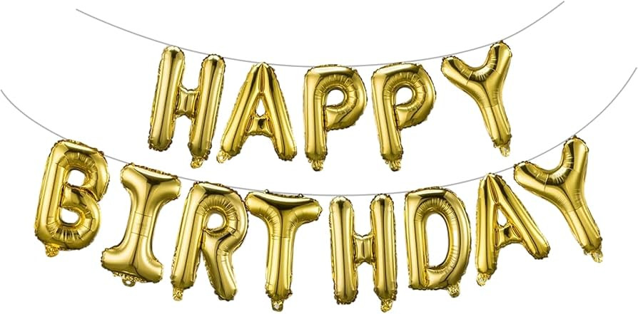 Gold Happy Birthday Balloons Banner 16 Inch Mylar Foil Letters, Inflatable Party Decor and Birthd... | Amazon (US)