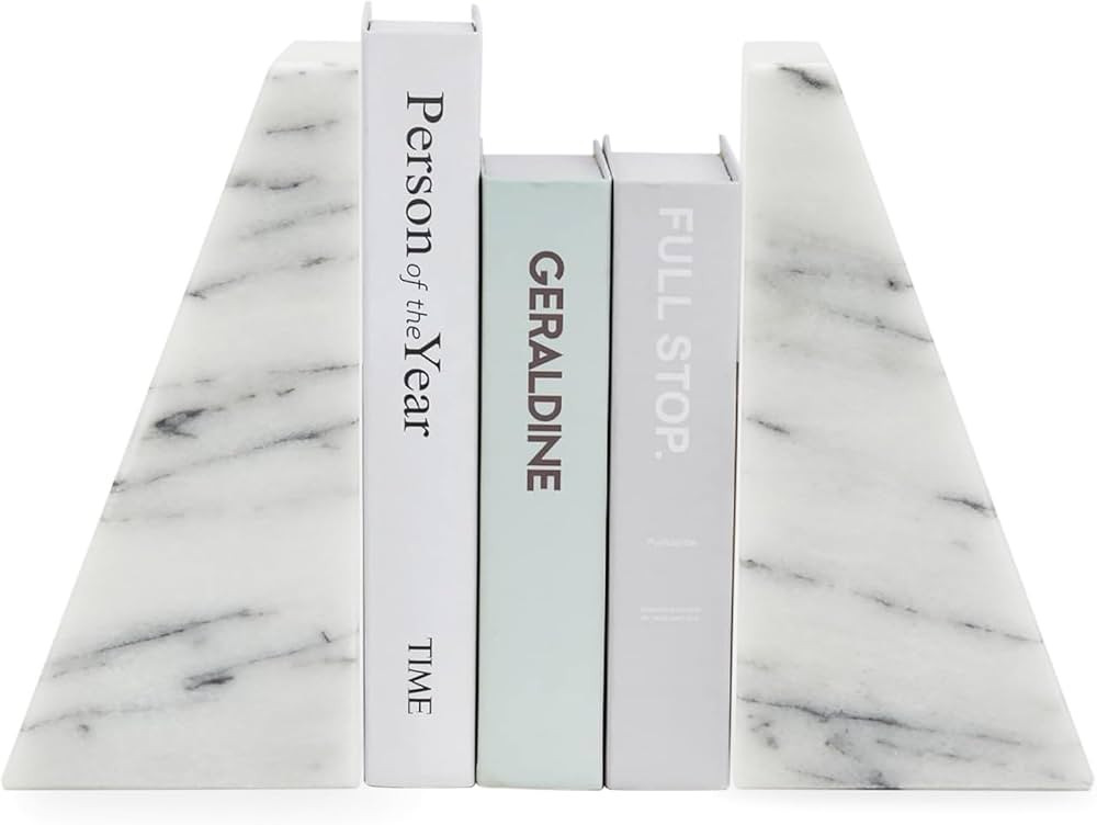 Fox Run Triangular 100% Natural Polished White Marble Bookends 4 x 3 x 6 inches | Amazon (US)