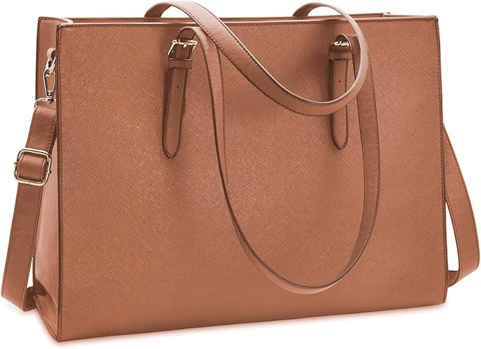 Laptop Bag for Women Waterproof Lightweight Leather 15.6 Inch Computer Tote Bag Business Office B... | Amazon (US)