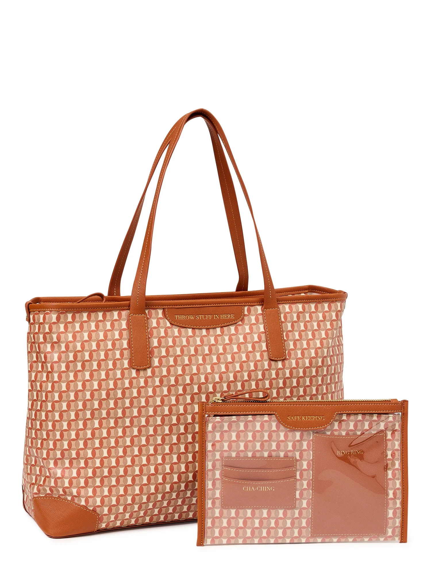 Time and Tru Women’s Sustainable Signature Tote and Pouch Set, 2-Piece | Walmart (US)