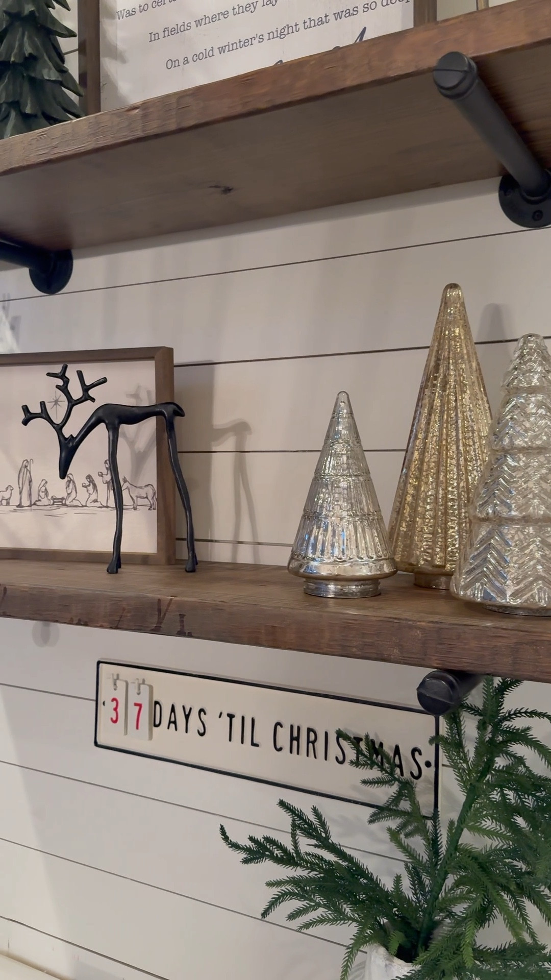 Walmart Christmas is killing it this year! These deer are a pottery barn dupe and they’ve been out of stock, but they’re showing available for shipping as of right now! I also love this nativity print, it’s just beautiful. The mercury glass trees also look super high-end and I love mixing the golden silver in different sizes.

#LTKHome #LTKHoliday #LTKSeasonal
