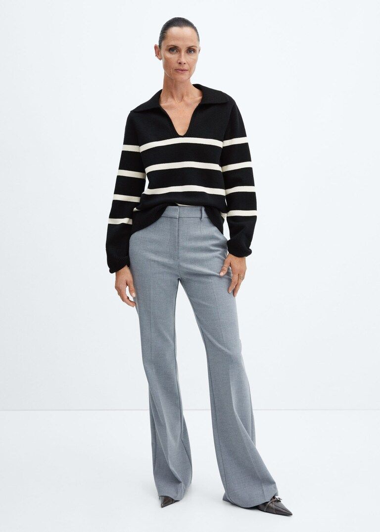 Striped polo-neck sweater -  Women | Mango USA | MANGO (US)