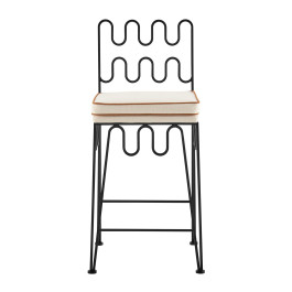 EM Wabi-Sabi Wave Sculptural Metal Counter Stool with Cushion | Eternity Modern