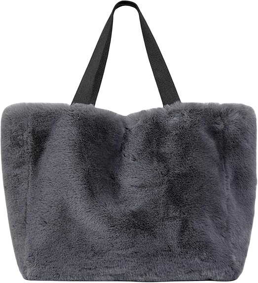 Herald Large Tote Bag for Women Soft Winter Fluffy Fuzzy Furry Plush Top Handle Purse Fleece Shop... | Amazon (US)