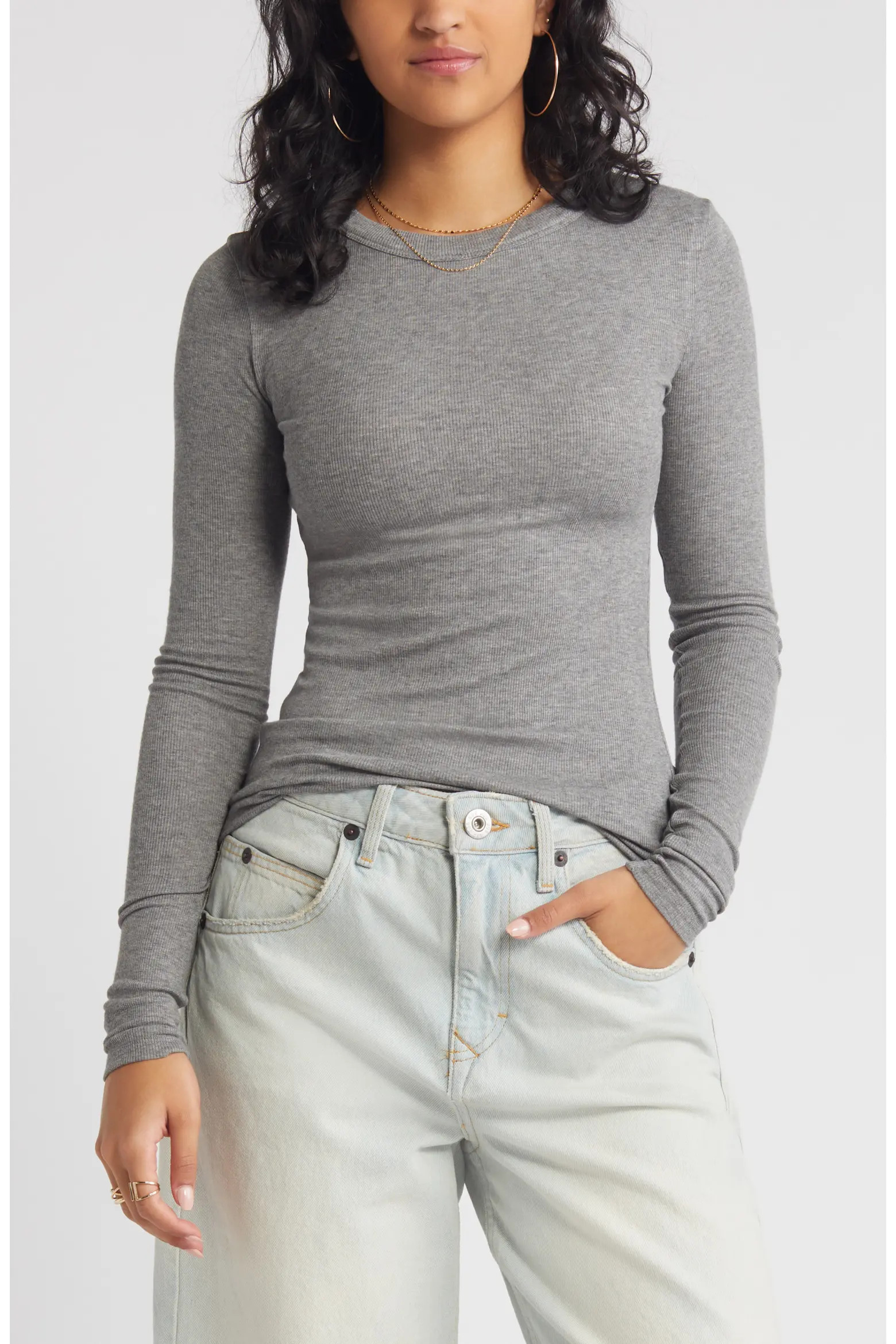 Ribbed Long Sleeve T-Shirt (Women) | Nordstrom | Nordstrom