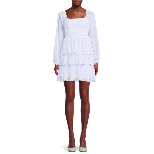 Madden NYC Women's Juniors' Triple Ruffle Smocked Peasant Dress - Walmart.com | Walmart (US)