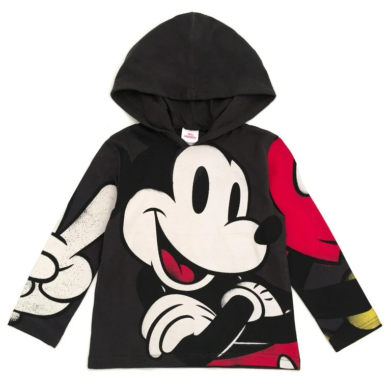 Disney Mickey Mouse Hooded Long Sleeve T-Shirt Toddler to Big Kid | Walmart (US)