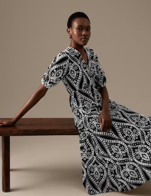 Pure Cotton Broderie Midaxi Waisted Dress | Autograph | M&S | Marks & Spencer (UK)