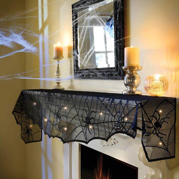 Fun Little Toys Halloween Decoration Black Lace Spiderweb Fireplace Mantle,Halloween Party Suppli... | Walmart (US)