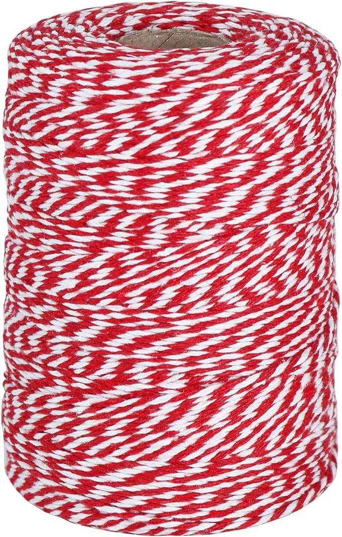 Vivifying Red and White Twine, 656 Feet 2mm Cotton Bakers Twine String for Gift Wrapping, Baking,... | Amazon (US)