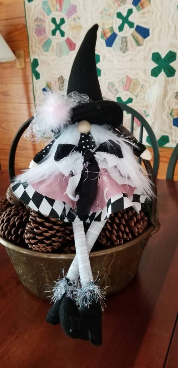 Pink Stars and Moon Halloween Witch Gnome Mantle Sitter - Etsy | Etsy (US)