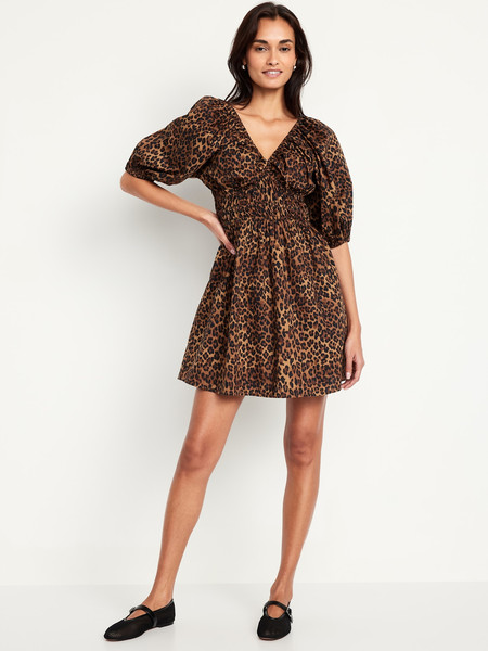 Waist-Defined V-Neck Mini Dress | Old Navy (US)