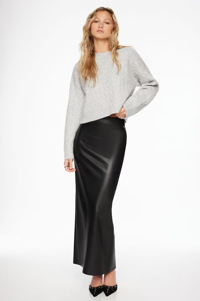 Arya Faux Leather Maxi Skirt | Dynamite Clothing
