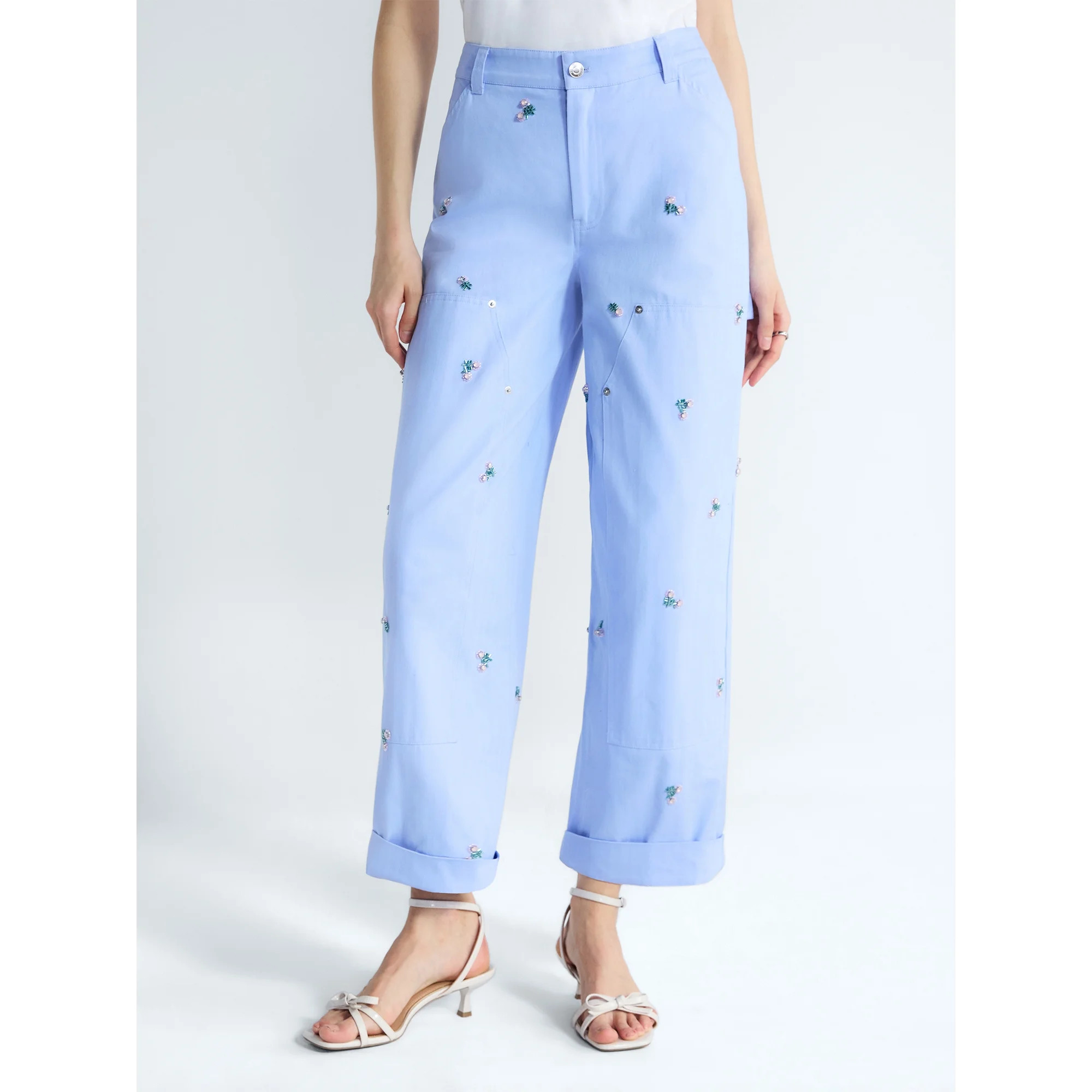 Free Assembly Women's and Women’s Plus Embellished Cotton Carpenter Pants, 30" Inseam, Sizes 0-... | Walmart (US)