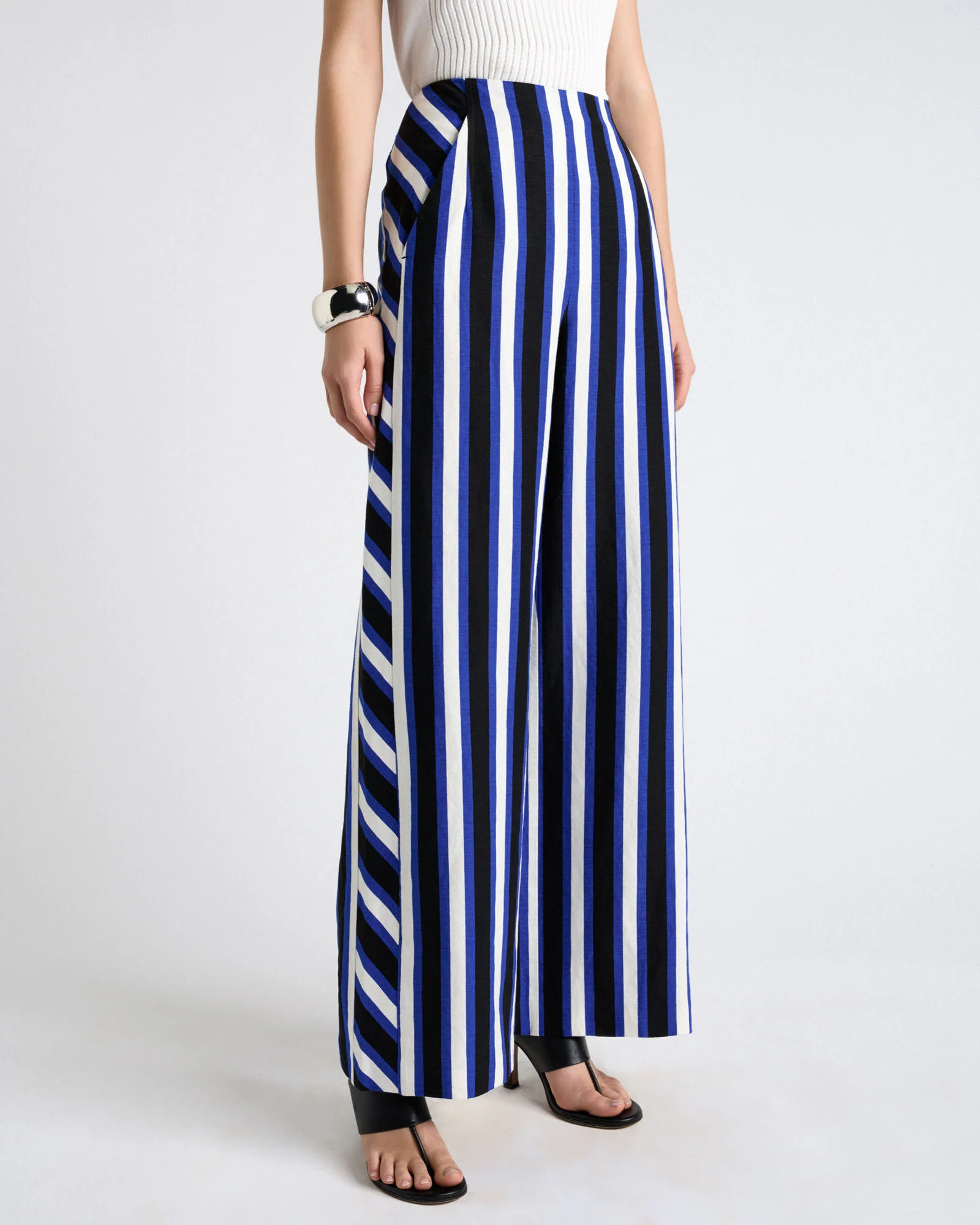 Linen Blend Bold Stripe Pant | Cue AU