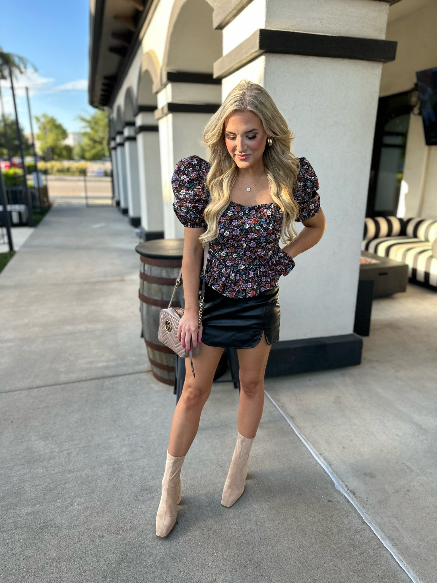 Buddylove code: HANNAHS15
Date night outfit. Puff sleeve top. Girls night outfit. Black outfit. Ruffle corset top. Buddylove outfit. Trendy outfit. Tan boots for fall. Cute booties affordable. Neutral boots for fall. Ankle boots.

#LTKfindsunder100 #LTKU #LTKstyletip