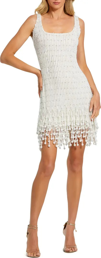 Pearl Beaded Square Neck Mini Dress | Nordstrom