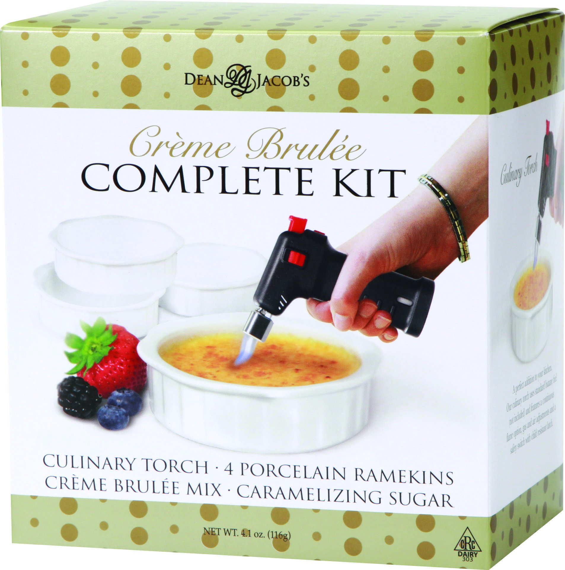 Dean Jacobs Quick & Delicious Creme Brulee Gift Set with Culinary Torch for Caramelizing Tops | Amazon (US)