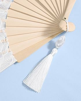 xo, Fetti White Lace Bride to Be Folding Fan | Bridal Something Blue, Wedding Accessory, Bridesma... | Amazon (US)