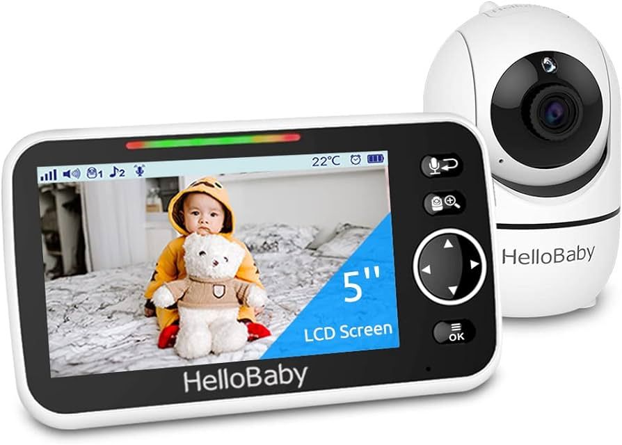 HelloBaby Monitor, 5''Display, Pan-Tilt-Zoom Video Baby Monitor with Camera and Audio, Night Visi... | Amazon (US)