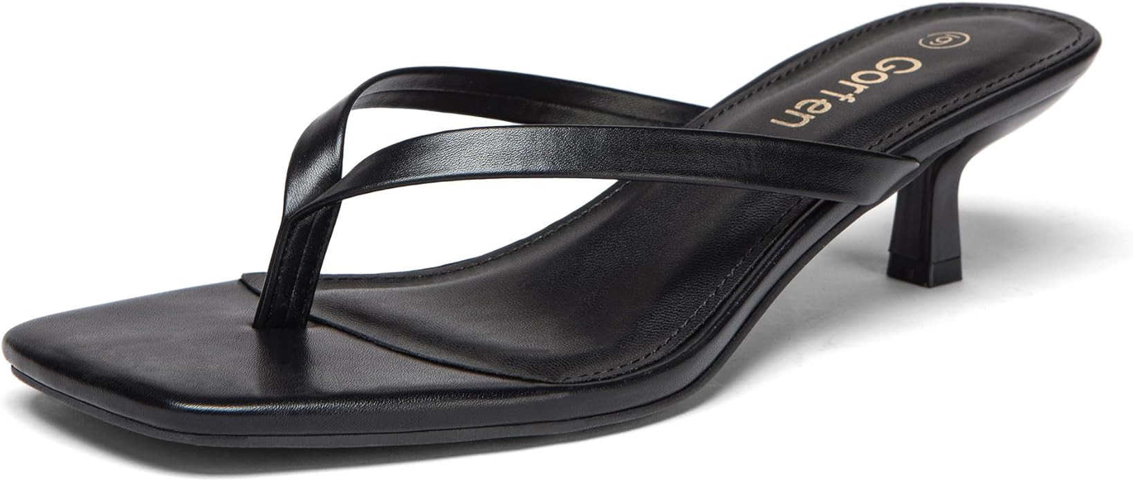 Women's Kitten Heel Sandals Square Toe Slip on Flip Flop Heels 2 Inch Thong Sandals Party Dress H... | Amazon (US)