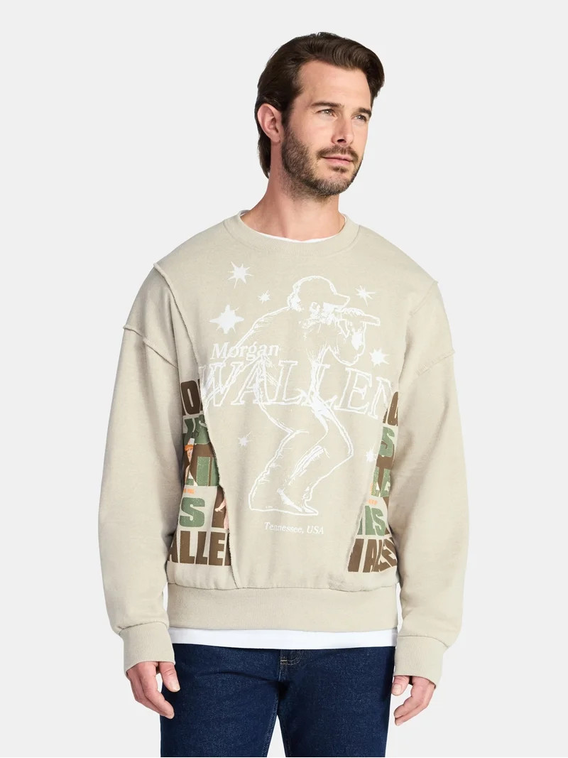 Morgan Wallen Men's Boxy Oversized Split Graphic Crewneck Sweatshirt, Sizes S-3XL | Walmart (US)