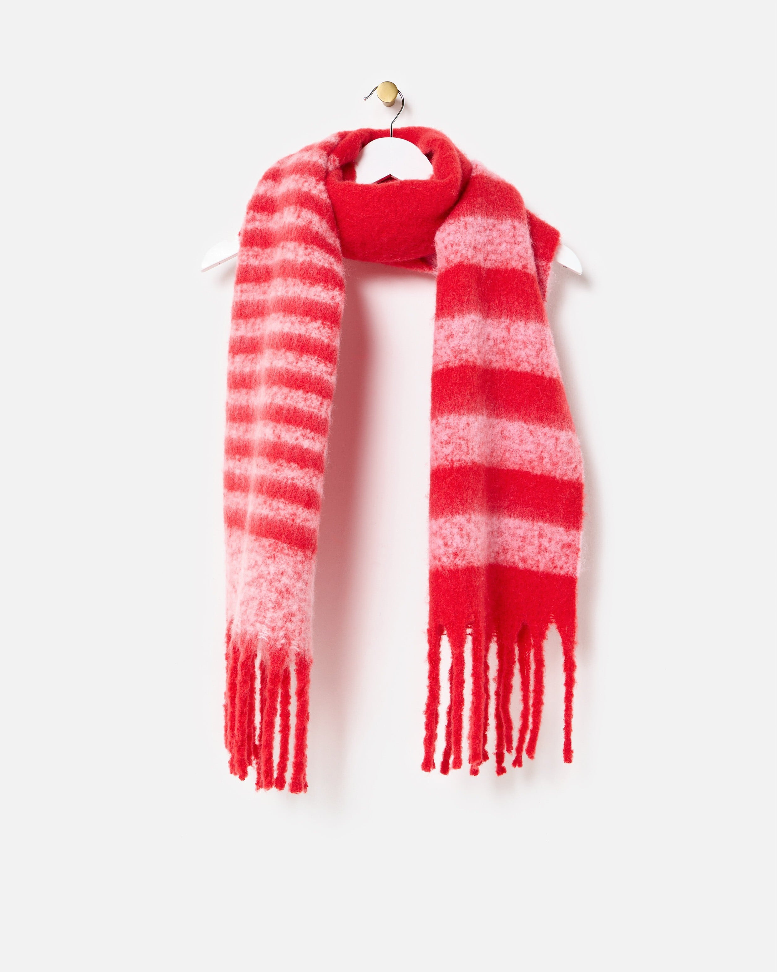 Red & Pink Striped Heavyweight Tassel Scarf | Oliver Bonas | Oliver Bonas (Global)