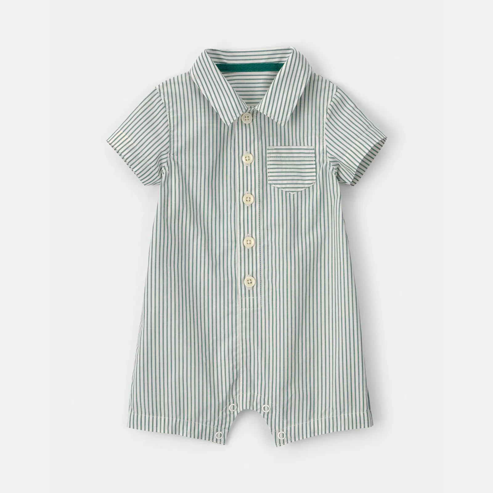 Baby Carter's Stripe Short Sleeve Romper, Boy's, Size: 18 Months, Green | Kohl's