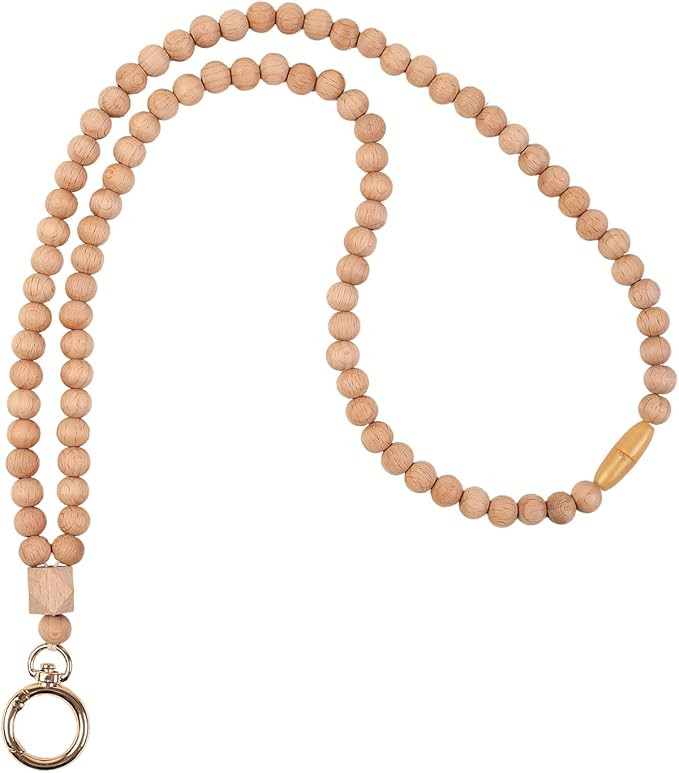 Wood Beaded Lanyards for Id Badges Holder, Teacher Breakaway Lanyard Boho Keychain Id Lanyard for... | Amazon (US)
