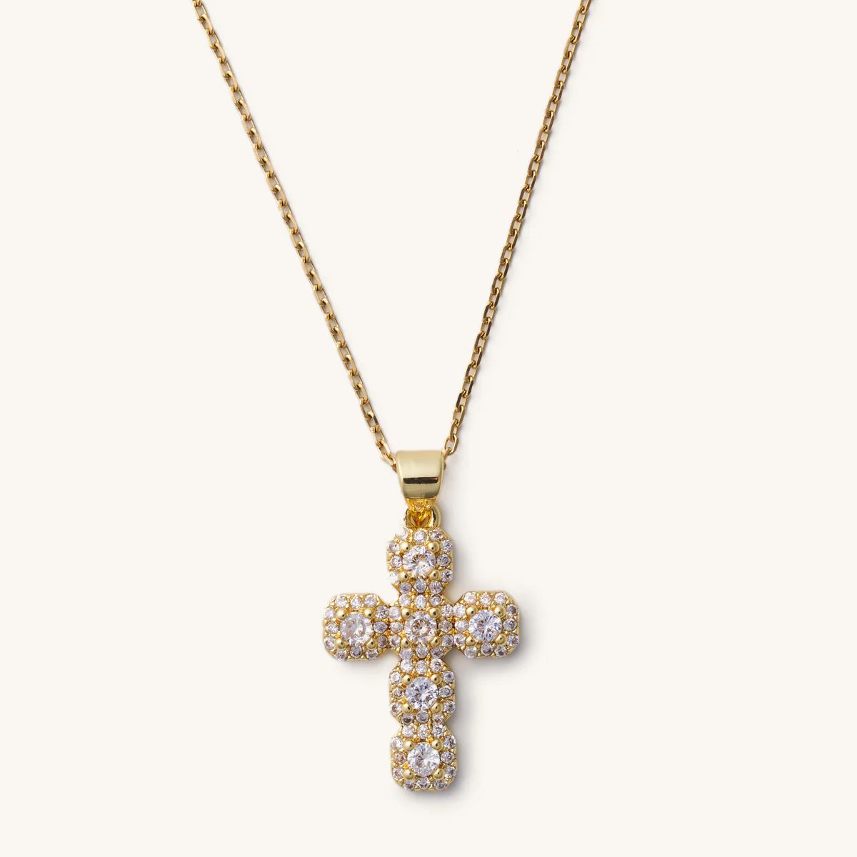 Diamond Cross Adjustable Necklace- Gold | Nikki Smith Designs