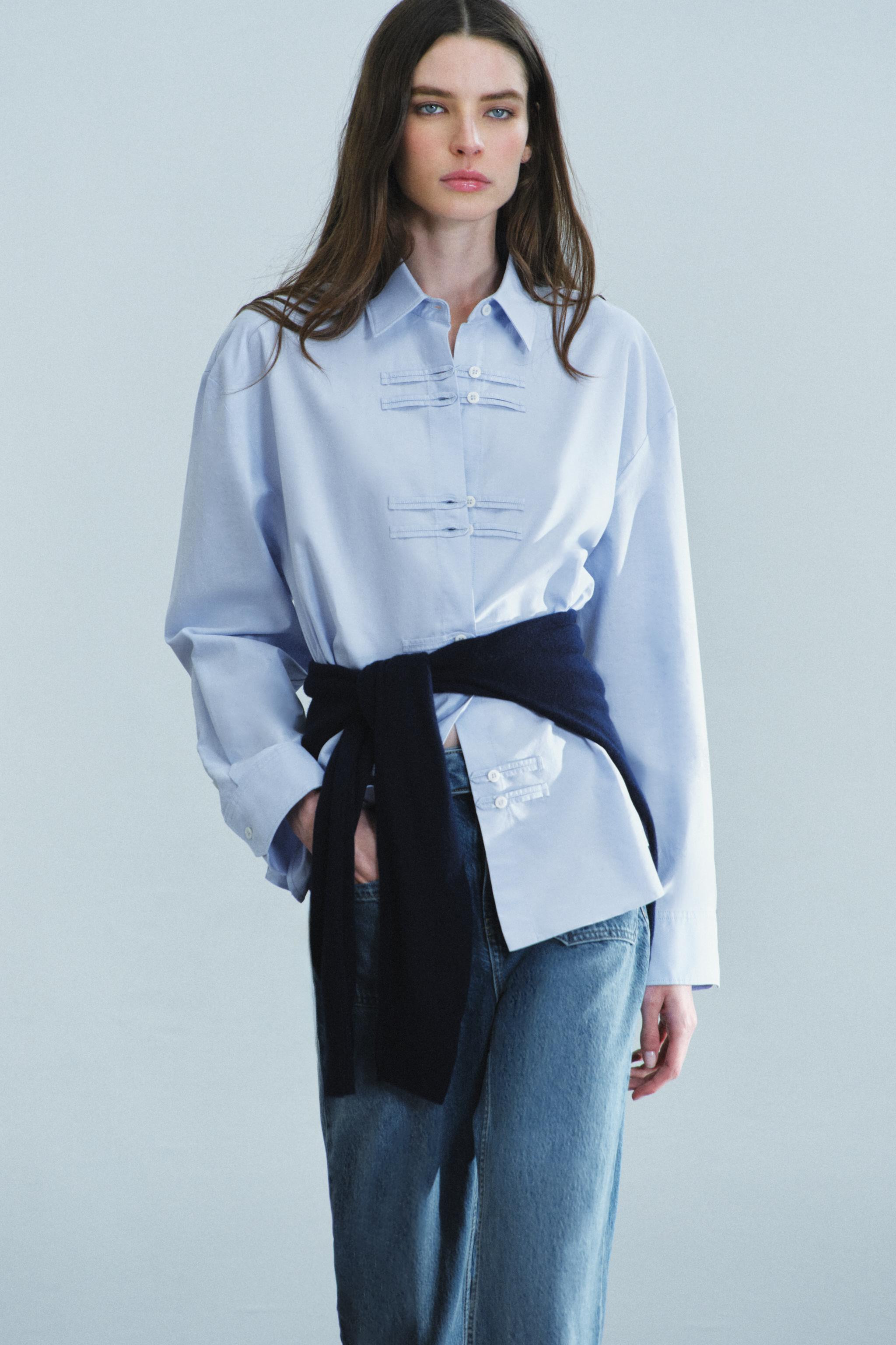 ZW COLLECTION OXFORD FROG FASTENING SHIRT | Zara US