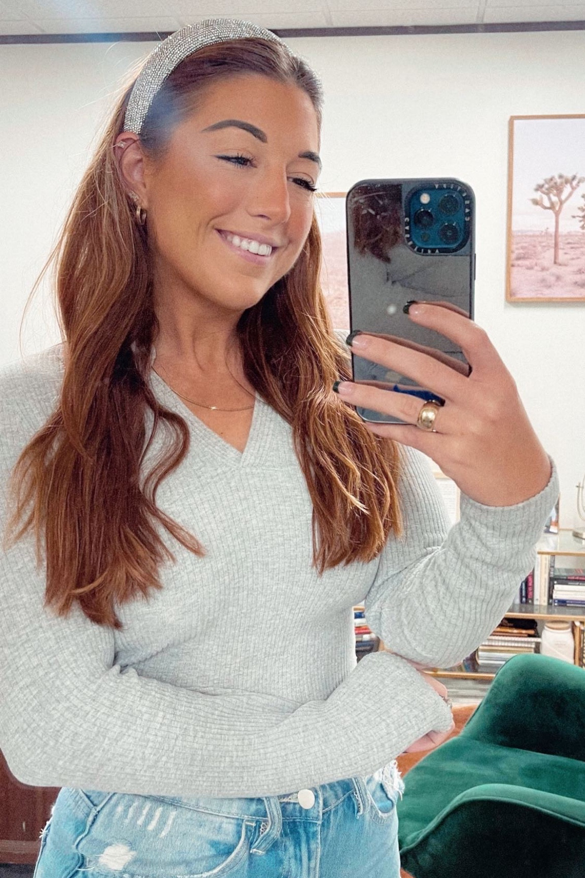 Sparkly rhinestone headband and the softest cropped long sleeve ever!

#LTKHoliday #LTKSeasonal #LTKstyletip