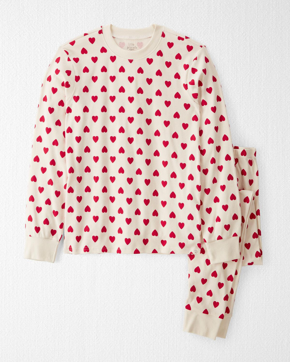 Heart Print on Sweet Cream Adult Organic Cotton 2-Piece Pajamas  | carters.com | Carter's