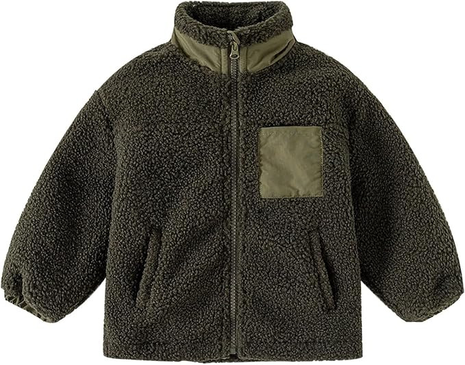 Toddler Baby Boys Girls Sherp𝐚 Fleece Sweatshirt Jacket Solid Color Long Sleeve Zip up Outwear... | Amazon (US)