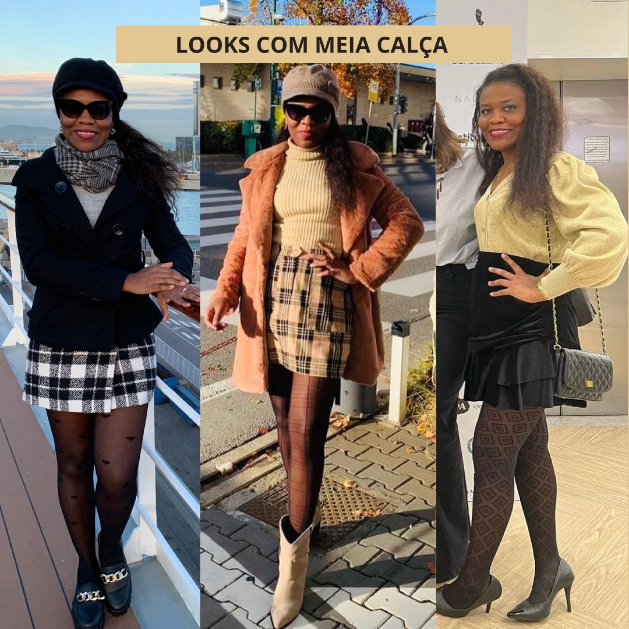 Outono chegando e seus looks vão ficar mais charmosos com meia calça 😉