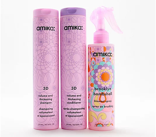 Amika 3D Shampoo & Conditioner + Brooklyn Bombshell Spray - QVC.com | QVC