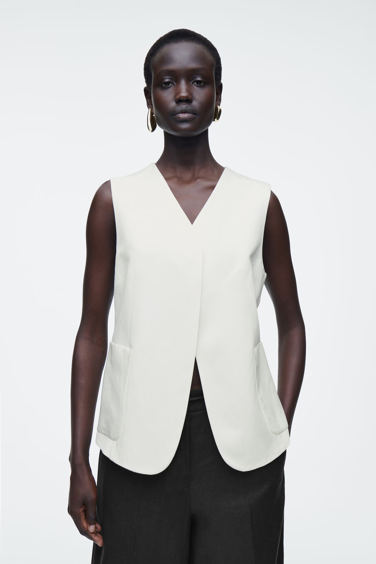 WRAP-FRONT LINEN-BLEND WAISTCOAT - IVORY | COS (EU)