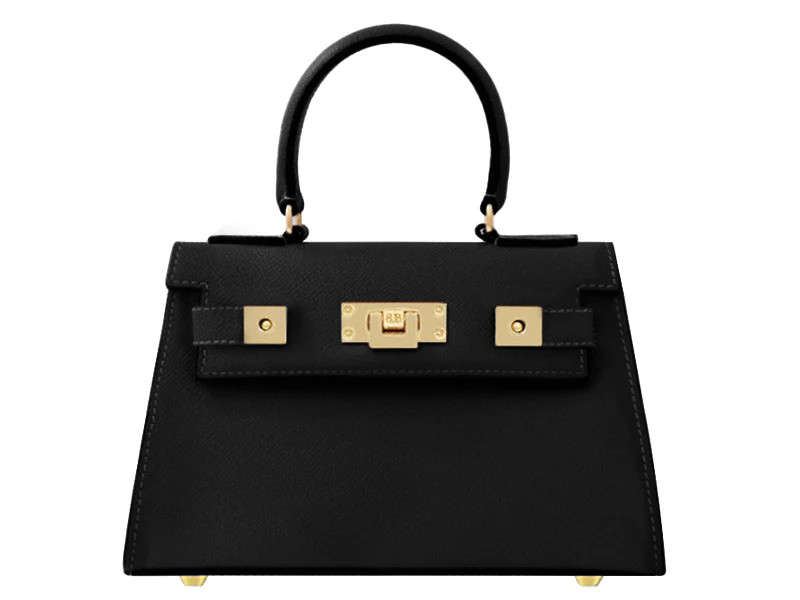 Maya Mignon Dolomite Pebble Print Calf Leather Handbag - Black | Lalage Beaumont