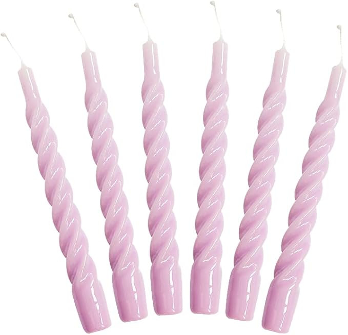 Candles with a Twist, Lilac Twisted, Lacquered, Unscented Candles, 6 pcs. | Amazon (UK)