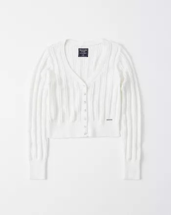 Cropped Cable Cardigan | Abercrombie & Fitch US & UK
