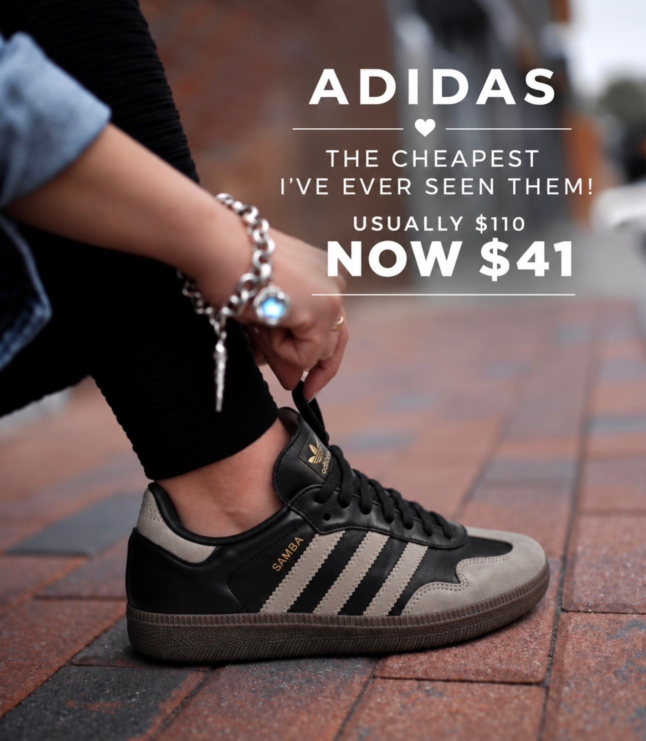 RUN… these Adidas Sambas are OVER HALF PRICE 👀🔥 This black + taupe color combo goes with literally everything …and they’re NOW $41, originally $110! 🤎 #AdidasSamba #AdidasSale #SneakerDeals #WomensSneakers #FashionDeals