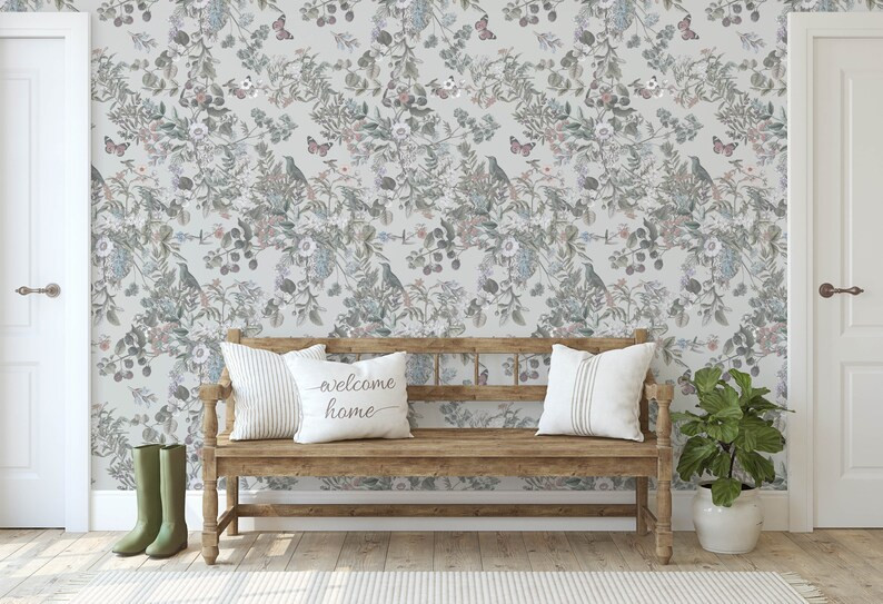 Botanical Wildflower Wallpaper - Vintage Floral Peel and Stick A130 - Etsy | Etsy (US)