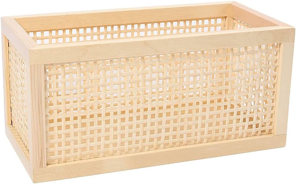 Desktop storage basket, sundry office drawer storage box, wood frame storage basket. (Rectangle-C... | Amazon (US)