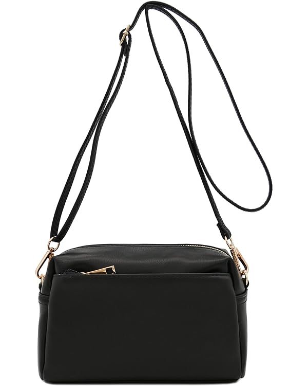 FashionPuzzle Triple Zip Small Crossbody Bag | Amazon (US)