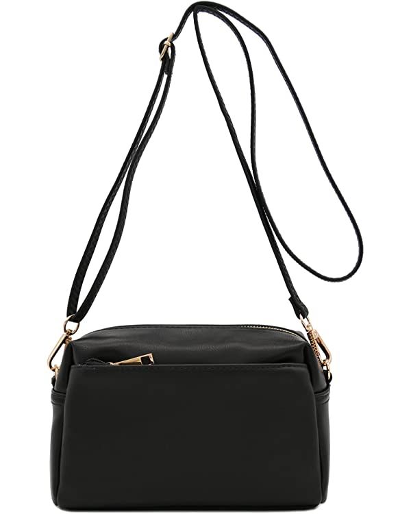 FashionPuzzle Triple Zip Small Crossbody Bag | Amazon (US)