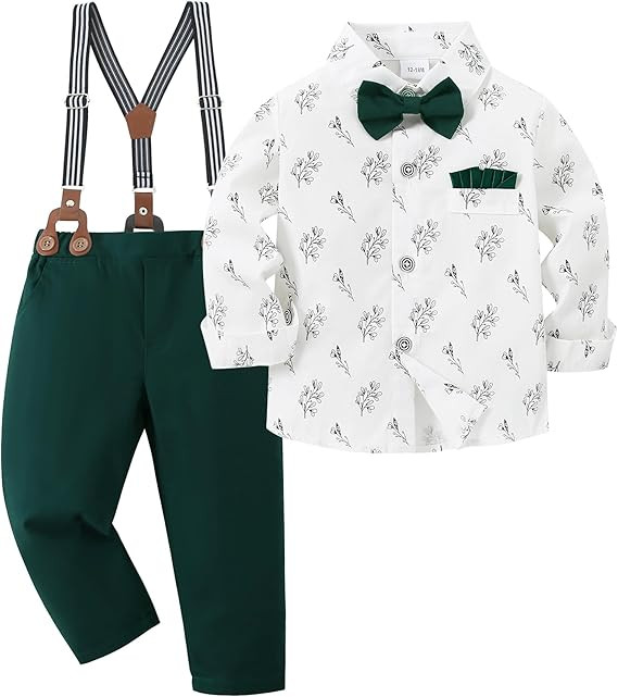 YALLET Toddler Baby Boy Clothes Suit Gentleman Wedding Outfits, Formal Dress Shirt+Bowtie+Vest+Bo... | Amazon (US)