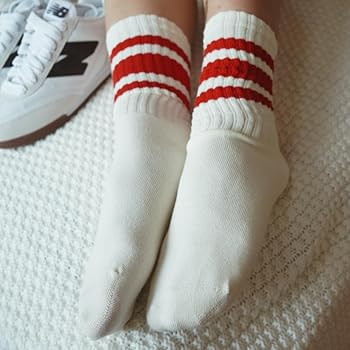 Fun Novelty Retro Striped Crew Socks For Women Sporty Calf Casual Cotton Tube Socks Women | Amazon (US)