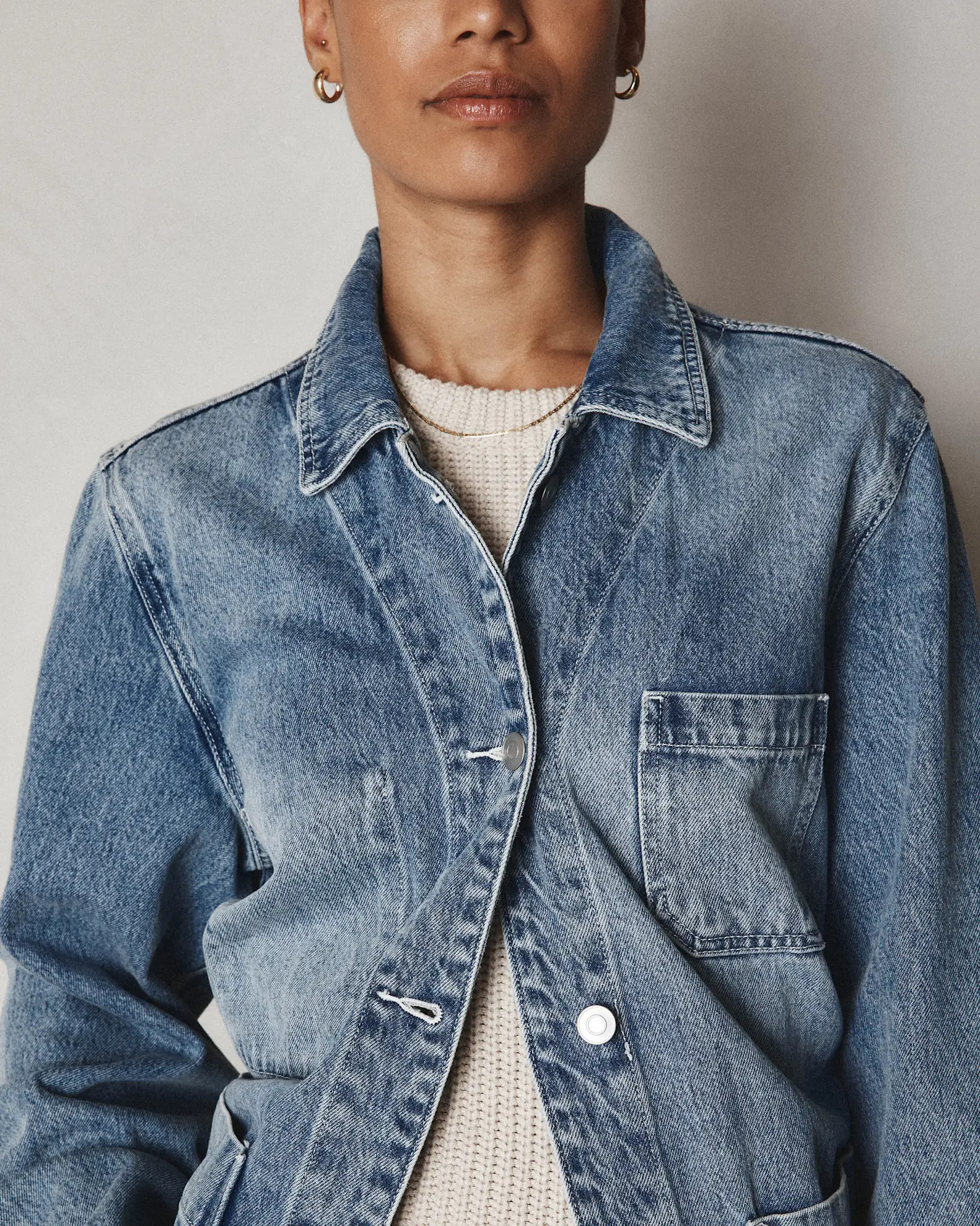 100% Organic Cotton Denim Chore Jacket in Indigo Blue | Quince